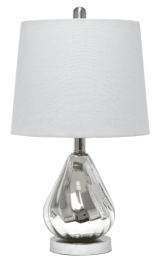 Lalia Home Kissy Pear Table Lamp with Fabric Shade (Color: Chrome/Gray)