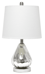 Lalia Home Kissy Pear Table Lamp with Fabric Shade (Color: Chrome/White)