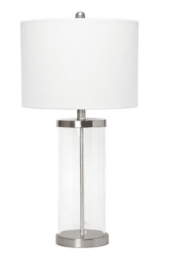 Lalia Home Entrapped Glass Table Lamp with White Fabric Shade (Color: Brushed Nickel/ White)