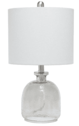 Lalia Home Hammered Glass Jar Table Lamp with Linen Shade (Color: Smokey Gray/ Gray)