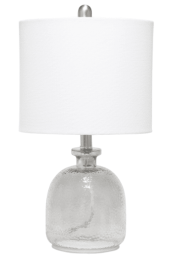 Lalia Home Hammered Glass Jar Table Lamp with Linen Shade (Color: Smokey Gray/ White)