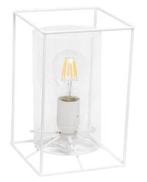 Lalia Home Framed Table Lamp with Cylinder Glass Shade (Color: White/Clear)