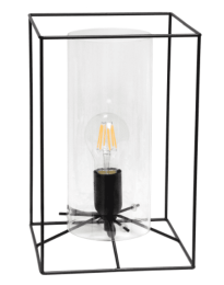 Lalia Home Framed Table Lamp with Clear Cylinder Glass Shade (Color: Black/Clear)