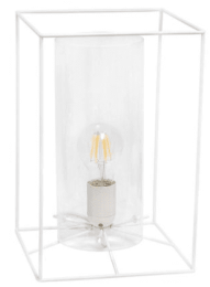 Lalia Home Framed Table Lamp with Clear Cylinder Glass Shade (Color: White/Clear)