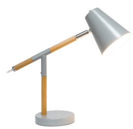 Simple Designs Matte and Wooden Pivot Desk Lamp (Color: Matte Gray/  Wood)