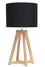 Simple Designs Interlocked Triangular Wood Table Lamp with Fabric Shade (Color: Natural/ Black)