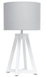Simple Designs Interlocked Triangular Wood Table Lamp with Fabric Shade (Color: White/ White)