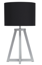 Simple Designs Interlocked Triangular Wood Table Lamp with Fabric Shade (Color: Gray/ Black)