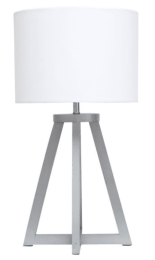 Simple Designs Interlocked Triangular Wood Table Lamp with Fabric Shade (Color: Gray/ White)