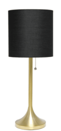 Simple Designs Gold Tapered Table Lamp with Fabric Drum Shade (Color: Gold/ Black)