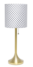 Simple Designs Gold Tapered Table Lamp with Fabric Drum Shade (Color: Gold/ Polka Dot)