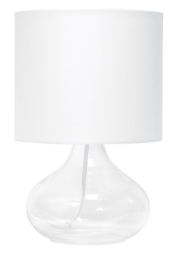 Simple Designs Glass Raindrop Table Lamp with Fabric Shade (Color: Clear/ White)