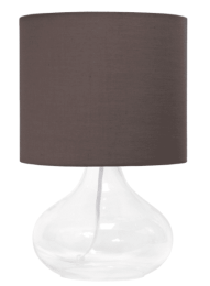 Simple Designs Glass Raindrop Table Lamp with Fabric Shade (Color: Clear/ Gray)