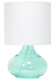 Simple Designs Glass Raindrop Table Lamp with Fabric Shade (Color: Aqua/ White)