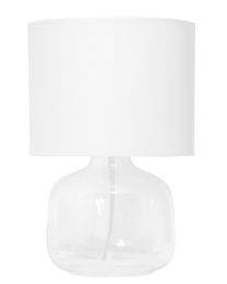 Simple Designs  Glass Table Lamp with Fabric Shade (Color: Clear/ White)