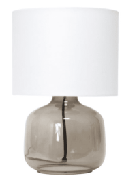 Simple Designs  Glass Table Lamp with Fabric Shade (Color: Smoke/ White)