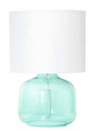 Simple Designs  Glass Table Lamp with Fabric Shade (Color: Aqua/ White)